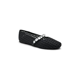 Kenneth Cole Women's Zeta Mj Ballet Flat, Black Raffia, 5.5
