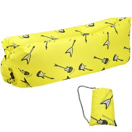 CCDXD Air Sofa, Inflatable Lounger Inflatable Couch for Travelling, Outdoor, Camping, Hiking, Beach Parties, Picnic, Backyard, Lakeside, air Hammock (Yellow Guitar)