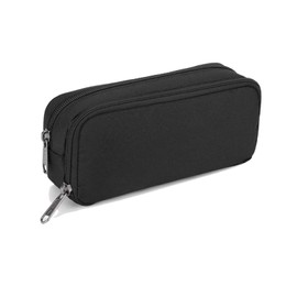 jeufun 1 Pcs Zipper Black Large Capacity Pen Case Bag,Black Durable Stationery Pencil Case Bag,Black Stationery Pencil Case Bag for School Office Stationary Supplies Storage Pencil