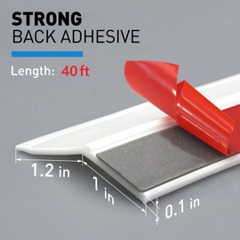 HOMWMPA Garage Door Seal Top and Sides, 40FT, Tightly Sealed, Keep Garage Clean, Decorative, Universal Garage Door Weather Stripping with Nails and Lids, White