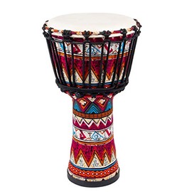 lotmusic African Djembe Drum , Standard 8'' Red Cloth Stitched Congo Drum , Professional Bongo Drum With Goatskin Drumhead