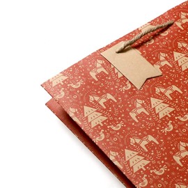 Clairefontaine cfX-28233-6 Christmas Paper Bag with Gift Tag, Foil Stamped (Gold) Rouge L Clairefontaine