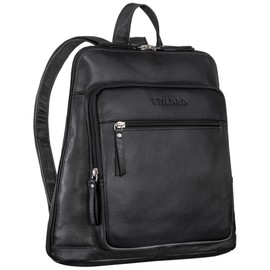 STILORD 'Camden' Leather Rucksack Vintage Casual Daypack Backpack with 13.3' Laptop Compartment Work Bag for Women and Men Genuine Leather, Colour:Black