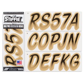 STIFFIE Whipline Black/Tan 3" Boat & PWC Registration Decals • Numbers Letters Stickers