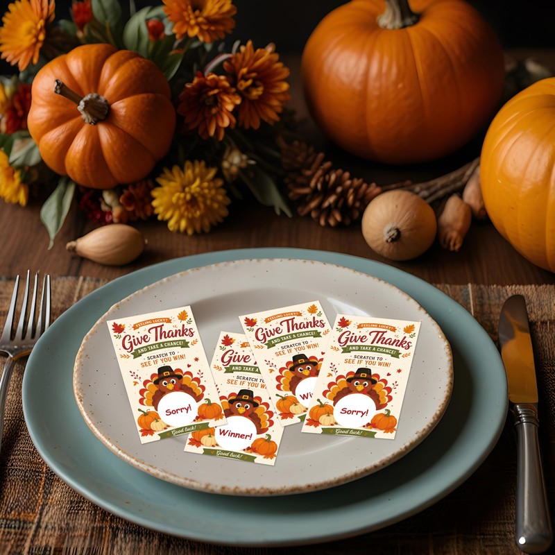 50PCS Thanksgiving Scratch Off Game Cards