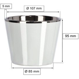 KOTARBAU® Set of 2 Small Ceramic Flower Pots, Diameter 11 cm, Glazed White Glossy