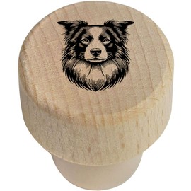 19mm 'Border Collie' Wooden Bottle Stopper/Cork (BS00029531)