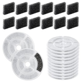 Gosknor 12pcs 7" Dog Water Fountain Filter Replacement, Activated Carbon Pet Cat Water Dispenser Feeder Filter with Sponge Compatible with SIBAYS & Kastty 9.5L/2.5Gal Dog Fountains