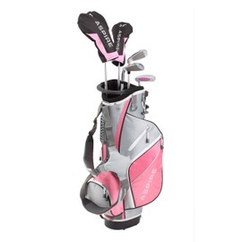 ASPIRE Junior Plus Complete Golf Club Set for Children, Kids - 5 Age Groups Boys and Girls - Right Hand, Real Girls Junior Golf Bag, Kids Golf Clubs Set