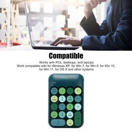 2.4GHz Numeric Keypad, 18 Keys Retro Color Round Keycaps Mini Number Keyboard with USB Receiver, Portable Silent One Hand Number Keyboard for Laptop (Dark Green Color)
