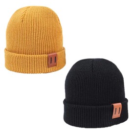 VVEIRAN Baby Beanie Cute Toddler Winter Hat Knit Boys Girls Warm 2 Pack Kids Embroidered Beanies Cap for 0-3 Years