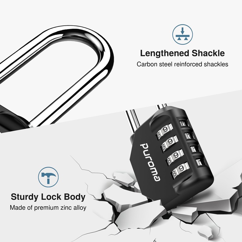 Puroma 10 Pack 2.6 Inch Long Shackle Combination Lock 4