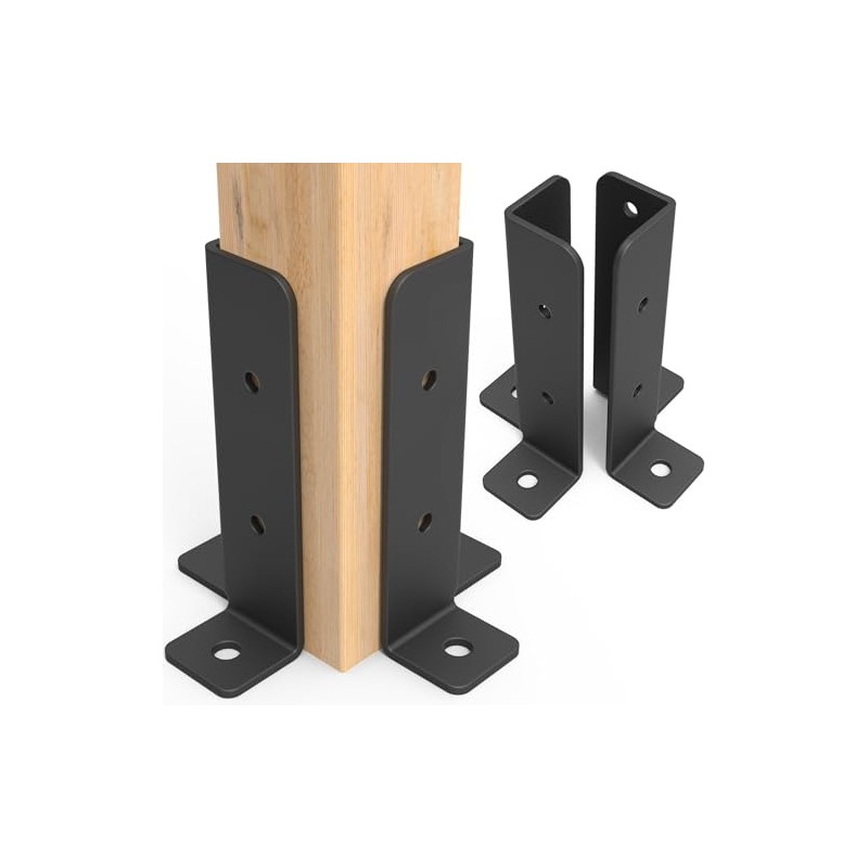 4 Pcs Adjustable Deck Post Anchor Brackets Kit - Fit