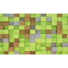 ZZBYSM 5X3FT 3D Cube Pattern Photo Backdrop Green Brown Gray Party Photography Backdrop Event Decoration Backdrop Cartoon Themed Birthday Party Wedding BY313