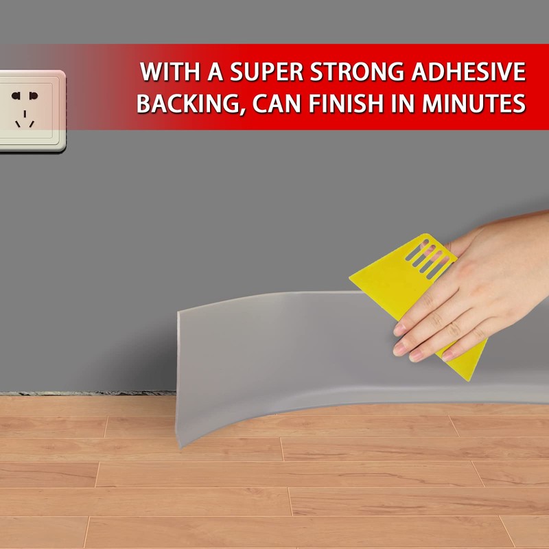 Vinyl Wall Base Baseboard Molding Trim 4" Flexible Self Adhesive