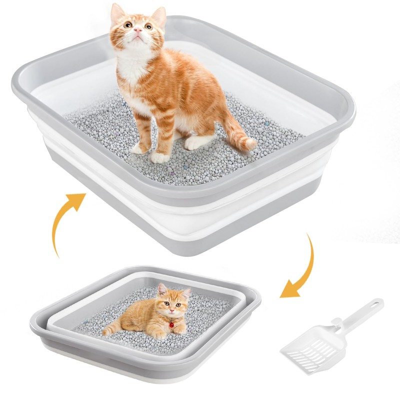 Maohegou Senior Cat Litter Box, Three Legged Arthritic Open Low