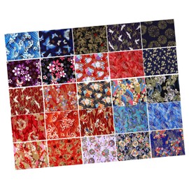 jojofuny 25 Sheets Cotton DIY Patchwork Floral Fabric Bundle Plain Weave Cotton for Quilting Sewing and Craft Projects Handmade Material for Doll Clothes Bags and More
