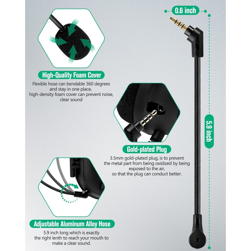 AKKE Hyperx Headset Mic Replacement Cloud Flight 3.5mm Jack Detachable