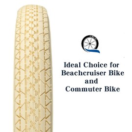 SIMEIQI 26"x2.125" Beach Cruiser Bike Tires Cream Color Replacement Folding Bicycle Tyres for City Commuter Urban Pavement (26x2.125, Cream 1 Tire)