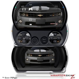 2010 Chevy Camaro Cyber Gray - White Stripes on Black - Decal Style Skins (fits Sony PSPgo)