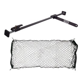 Mytee Products 40"-70" Adjustable Heavy Duty Cargo Load Lock Bar w/ 16" Divider Bar & Storage Net for Cargo Tie-Down, Pickup Truck Beds - Steel Cargo Bar & Net Organizer for SUVs, Trailers & Vans
