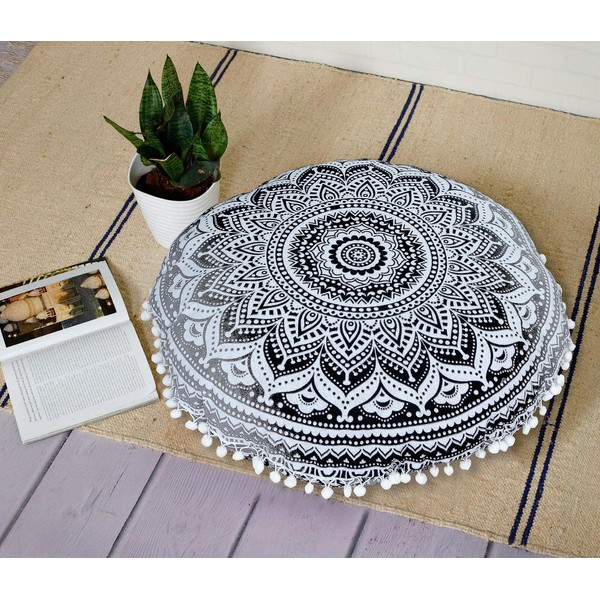 22" Round Mandala Floor Pillow Cover Cushion Sofa Seating Throw