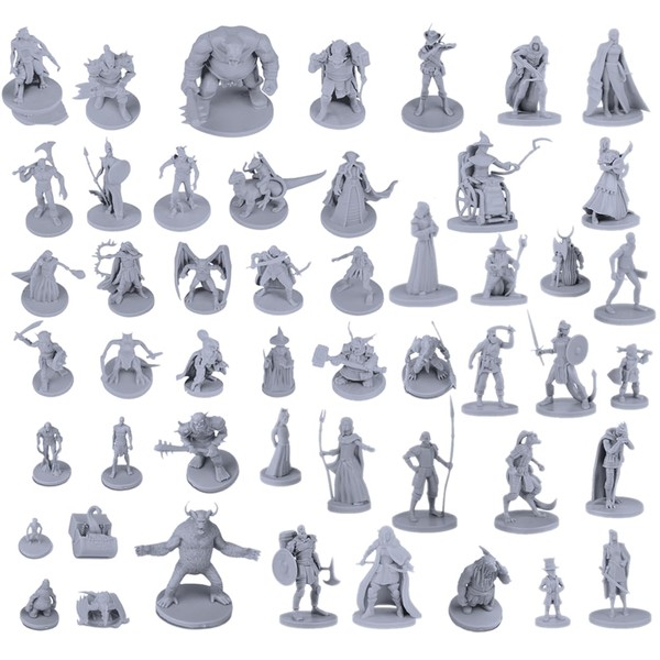 50 Unique Miniatures Fantasy Tabletop RPG Figures for Dungeons and