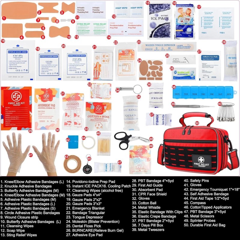 VriexSD Tactical First Aid Kit - Emergency Medical Trauma, 450