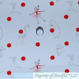 Michael Miller Fabrics BonEful Fabric FQ Cotton Quilt White Red Dot Bear Ballet Girl Alligator B&W Sale