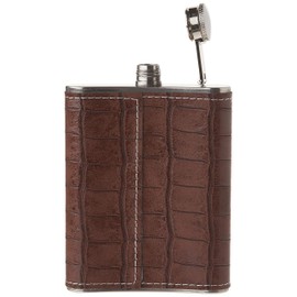 LE REGALO BROWN 6PC SET INCLUDES FLASK, SHOT GLASSES AND POURER. FAUX LEATHER FNISH, DARK, Moderate