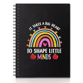 QYUVK It Takes A Big Heart Hardcover 160 Pages Spiral Notebooks 6x8 Inches for Writing and Drawing, Funny Rainbow Black Journal Or Diary Gift For Teacher, Childminder and Teaching Assistant