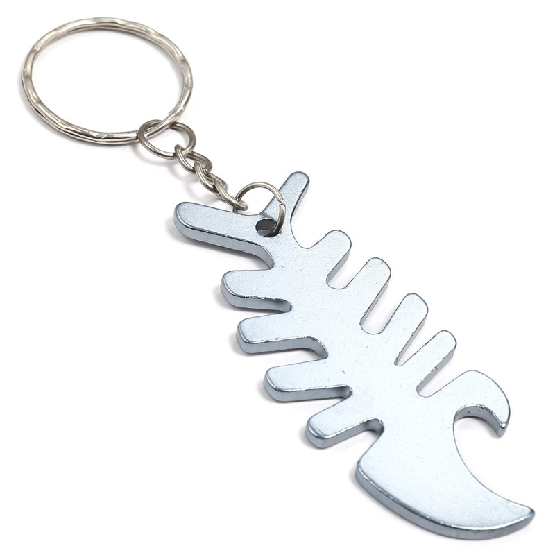 Komonee Fish Bone Silver Bottle Opener Key Chain Metal Dead