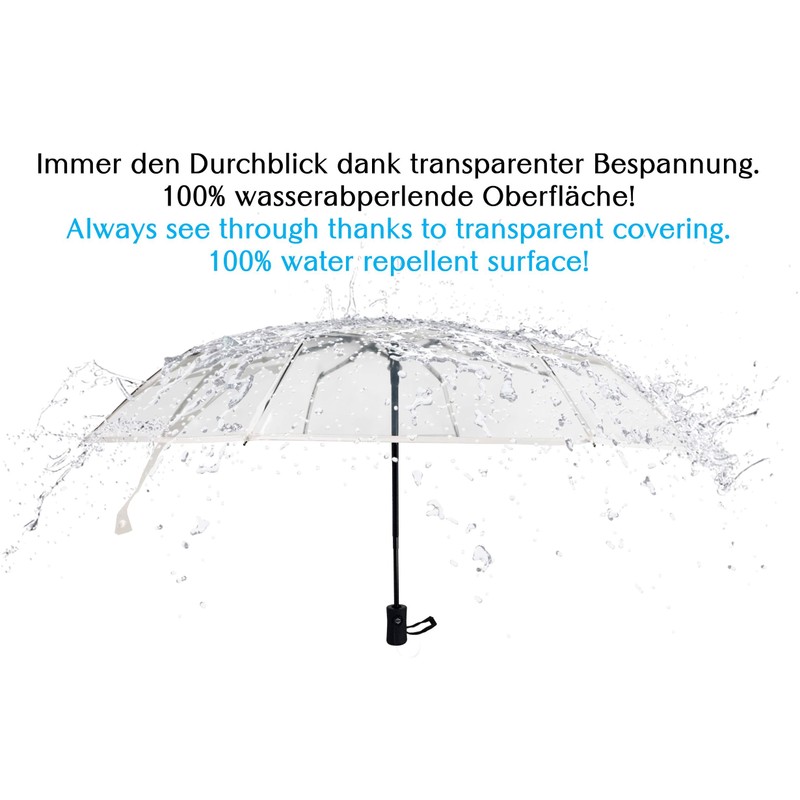 Sternenfunke Umbrella Foldable Transparent Pocket Umbrella, transparent-white