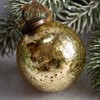 Aurora Christmas Glass Crackle Ball Christmas Bauble, Gold, 3"