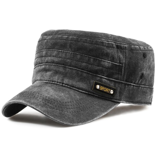 MESU Unisex Washed Cotton Military Hats Cadet Army Caps Vintage
