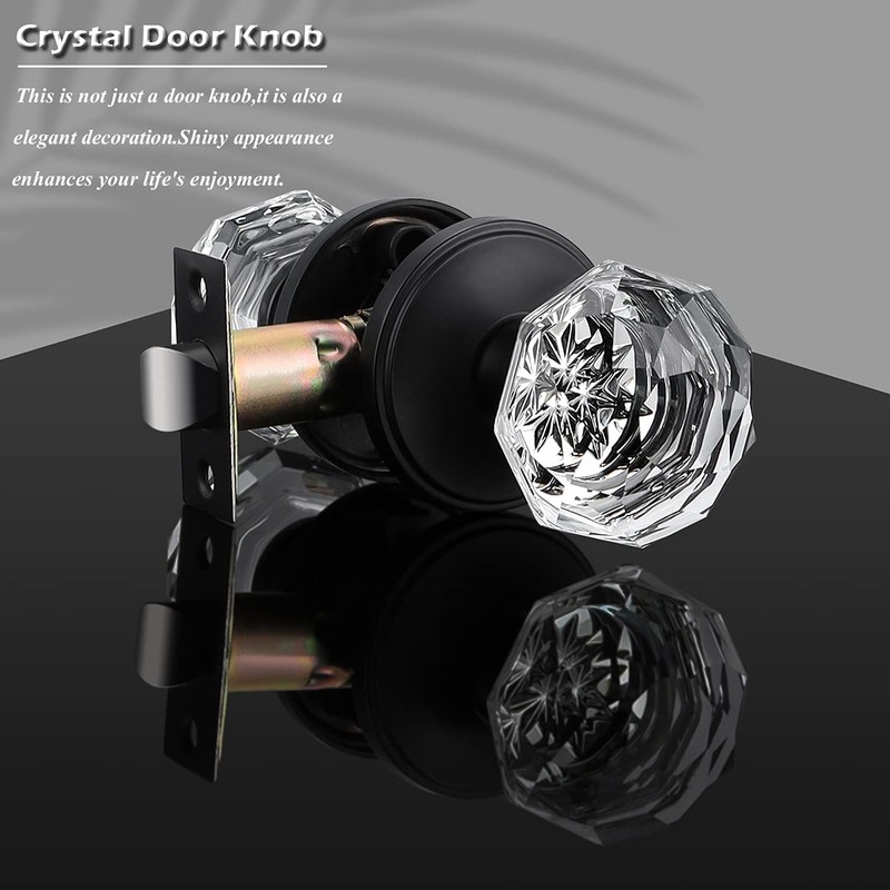 Gobrico 2 Pack Crystal Door Knobs Diamond Glass Hall/Closet Passage