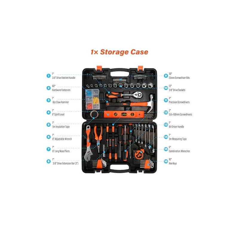 Home Repair Tool Kit 141 Piece General Basic Tool Set