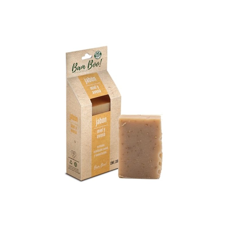 Jabón Artesanal Natural Miel y Avena 100 g Bam Boo!