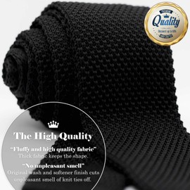 WANDM Men's Pointed Knit Tie Necktie Width 2.75 inches Washable Solid Color Black