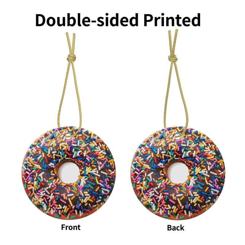 Christmas Ornaments 2024, Sweet Chocolate Iced Donut with Sprinkles Ceramic