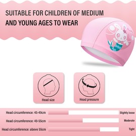 CULEO Swimming Caps,2 pieces children's swimming cap girls waterproof PU fabric baby swimming cap equipment professional ear protection cap