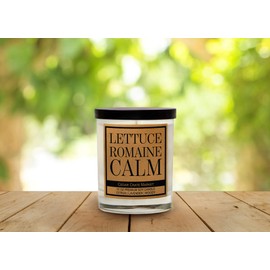 Lettuce Romaine Calm, Kraft Label Scented Soy Candle, Citrus, Lavender, Woody, 10 Oz. Glass Jar Candle, Made in The USA, Decorative Candles, Funny and Sassy Gifts