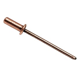 1/8" Dia x 3/16 Copper Closed END Blind Rivet with Steel Mandrel, Dome Head, Plain FINSH, .063-.187 Grip Range, (Pack of 100)