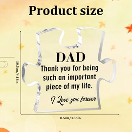 Dad Puzzle Piece Gift, Acrylic Birthday Block Plaque From Sons Daughters - Creative Father's Day Thanksgiving Gift