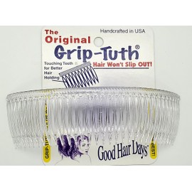 Good Hair Days Grip-Tuth Comb Band - One Piece 6” Hair Side Comb - Hair Combs For All Types Of Hair - Decorative & Hair Styling Women Accessories (Crystal, 6 Inches)