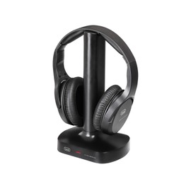 Trevi FRS 1480 R Stereo Headphones for TV Wireless RF Receiver Wireless Charging Station Digital Optical 3.5mm Jack RCA Adjustable Headband Auto Shut Off
