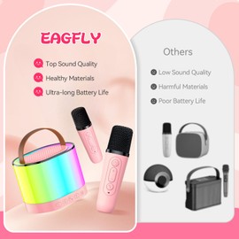 Mini Karaoke Machine with 2 Wireless Microphones for Kids Adults, 2025 Popular Portable Bluetooth Speaker Gift for Girls Toys 4, 5, 6, 7, 8, 10, 12+ Years Old Teens Birthday (Pink 2 Mics)