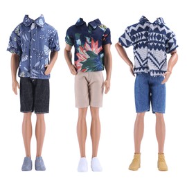 E-TING 3 Sets Casual Wear T-Shirt Jackets Pants Pack Summer Clothes with 3 Pairs Shoes for 12″ Boy Doll