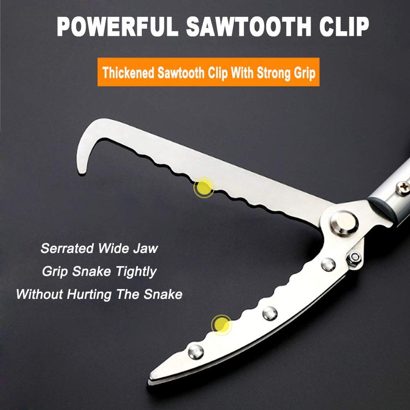 Extendable Snake Tong Reptile Grabber Rattle Snake Catcher Wide Jaw