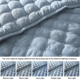 WDCOZY King Size Quilt Bedding Sets with 2 Pillow Shams, Lightweight Soft Bedspread Coverlet, Quilted Blanket Thin Comforter Bed Cover for All Season, 3 Pieces, 104x90 inches, Blue